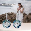 wholesale 925 Sterling Silver Blue Crystal Angel Wing Drop Earrings for Women Gifts-0-5