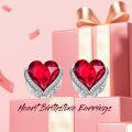 wholesale 925 Sterling Silver Red Crystal Angel Wing Studs Heart Shape Earrings Gifts for Her-0-6