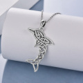 wholesale 925 Sterling Silver Metal Celtic Dolphin Necklace for Women with Knot Pendant-0-3