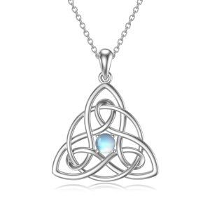 Sterling Silver Celtic Knot Moonstone Pendant Necklace-0