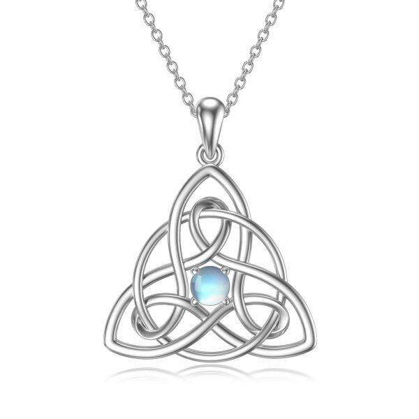 Sterling Silver Celtic Knot Moonstone Pendant Necklace-0