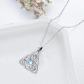 wholesale 925 Sterling Silver Blue Moonstone Triquetra Celtic Knot Pendant Necklace s for Women-0-3