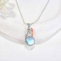 wholesale 925 Sterling Silver Blue Moonstone Angel Wing Pendant Necklace for Women Girl's Gifts-0-1