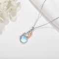 wholesale 925 Sterling Silver Blue Moonstone Angel Wing Pendant Necklace for Women Girl's Gifts-0-2