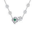 wholesale Flpruy Clover Necklace Sterling Silver Four Leaf Clover Emerald Birthstone Necklaces Shamrock Charm Lucky Heart Crystal Irish Jewelry Green Clover Leaf Jewelry Gifts for Women on Birthday-0-0