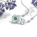 wholesale Flpruy Clover Necklace Sterling Silver Four Leaf Clover Emerald Birthstone Necklaces Shamrock Charm Lucky Heart Crystal Irish Jewelry Green Clover Leaf Jewelry Gifts for Women on Birthday-0-3
