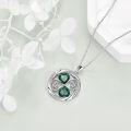 wholesale 925 Sterling Silver Green CZ Four-Leaf Clover Heart Pendant Necklace for Women-0-4