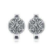 wholesale 925 Sterling Silver Archangel Michael Hoop Earrings Catholic Jewelry for Men & Women- Oxidized/Oxidised