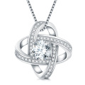 wholesale 925 Sterling Silver Round Cut Moissanite Infinity Knot Pendant Necklace for Women-0-0