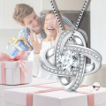 wholesale 925 Sterling Silver Round Cut Moissanite Infinity Knot Pendant Necklace for Women-0-5