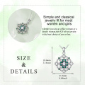 wholesale 925 Sterling Silver Green Enamel & Cubic Zirconia 4-Leaf Clover Celtic Knot Pendant Necklace for Women-0-1