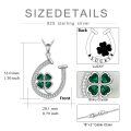wholesale 925 Sterling Silver Green Crystal Shamrock & Horseshoe Luck Charm Pendant Necklace for Women Girls Irish Good Fortune s 4 Chain Length-0-1
