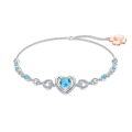 wholesale 925 Sterling Silver Heart-Shaped Blue Topaz Anklet for Women  Ideas-0-0