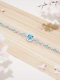 wholesale 925 Sterling Silver Heart-Shaped Blue Topaz Anklet for Women  Ideas-0-4