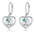 wholesale 925 Sterling Silver 4-Leaf Clover Earrings w/ Green Stones - St Patricks Day Gift for Her-0-0