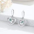 wholesale 925 Sterling Silver 4-Leaf Clover Earrings w/ Green Stones - St Patricks Day Gift for Her-0-4