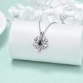 wholesale 925 Sterling Silver Clover Pendant Necklace with Black Crystal and Pink Accent for Women's Gift-0-3