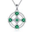 wholesale 925 Sterling Silver Celtic Knot Green Crystal Heart Pendant Necklace Yoga s for Women-0-0