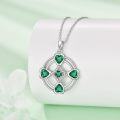 wholesale 925 Sterling Silver Celtic Knot Green Crystal Heart Pendant Necklace Yoga s for Women-0-3
