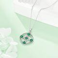 wholesale 925 Sterling Silver Celtic Knot Green Crystal Heart Pendant Necklace Yoga s for Women-0-4