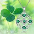 wholesale 925 Sterling Silver Celtic Knot Green Crystal Heart Pendant Necklace Yoga s for Women-0-5