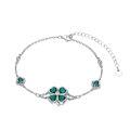 wholesale 925 Sterling Silver Clover Leaf Green Crystal Charm Bracelet Anklet  for Women Girls-0-0
