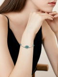 wholesale 925 Sterling Silver Clover Leaf Green Crystal Charm Bracelet Anklet  for Women Girls-0-2