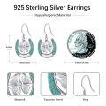 wholesale 925 Sterling Silver Horseshoe & Turquoise 4-Leaf Clover Dangle Earrings for Women's Gifts-0-1