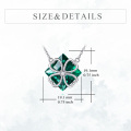 wholesale 925 Sterling Silver Square Emerald Green Crystal Four-Leaf Clover Pendant Necklace for Women and Girls-0-1