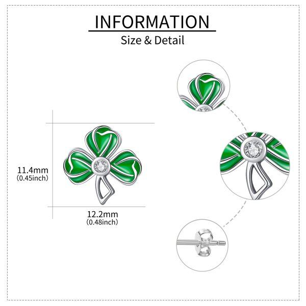 Sterling Silver Enamel Shamrock Stud Earrings-1