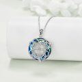 wholesale 925 Sterling Silver Blue Crystal Celtic Knot Pendant Necklace for Women Irish Shamrock s-0-3