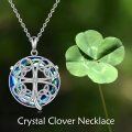 wholesale 925 Sterling Silver Blue Crystal Celtic Knot Pendant Necklace for Women Irish Shamrock s-0-5