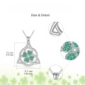 wholesale 925 Sterling Silver Emerald Green Stone Triquetra Trinity Knot Shamrock Pendant Necklace-0-1