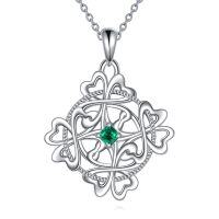 wholesale 925 Sterling Silver Clover Necklace Sterling Silver Shamrock Pendant Necklace Lucky Four Leaf Clover Necklace St Patricks Day Gifts for Women- Rhodium Plated