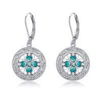 wholesale 925 Sterling Silver Clover Drop Earrings with Leverback Closure - Perfect Gifts for Her- Rhodium Plated