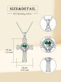 wholesale 925 Sterling Silver Cross with Celtic Knot and Green Shamrock Pendant Necklace-0-1