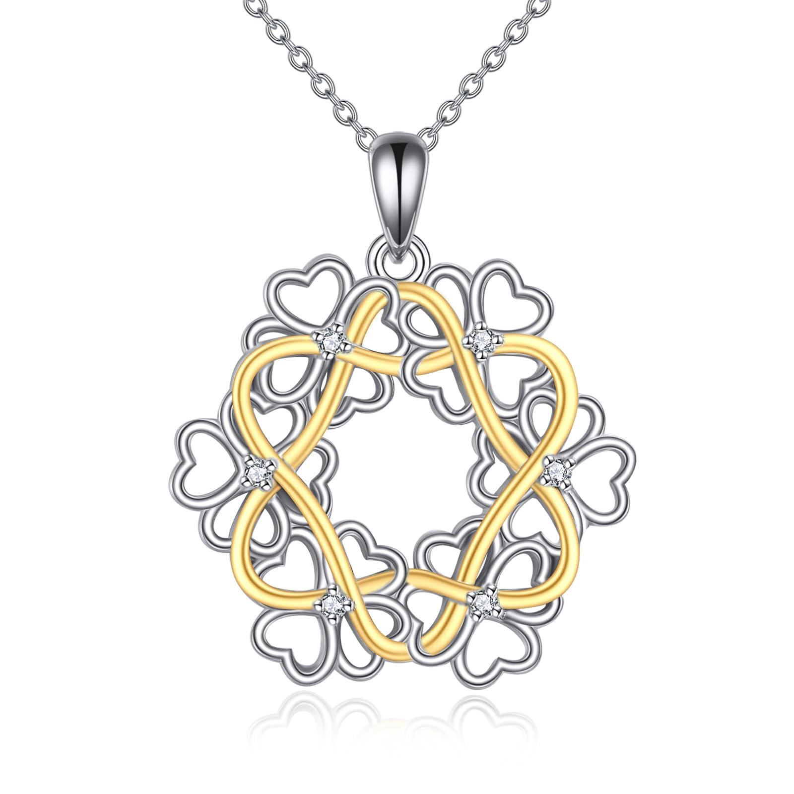 Sterling Silver Clover Necklace with Shamrock Pendant St Patrick s Day Gift for Women Girls-0-0