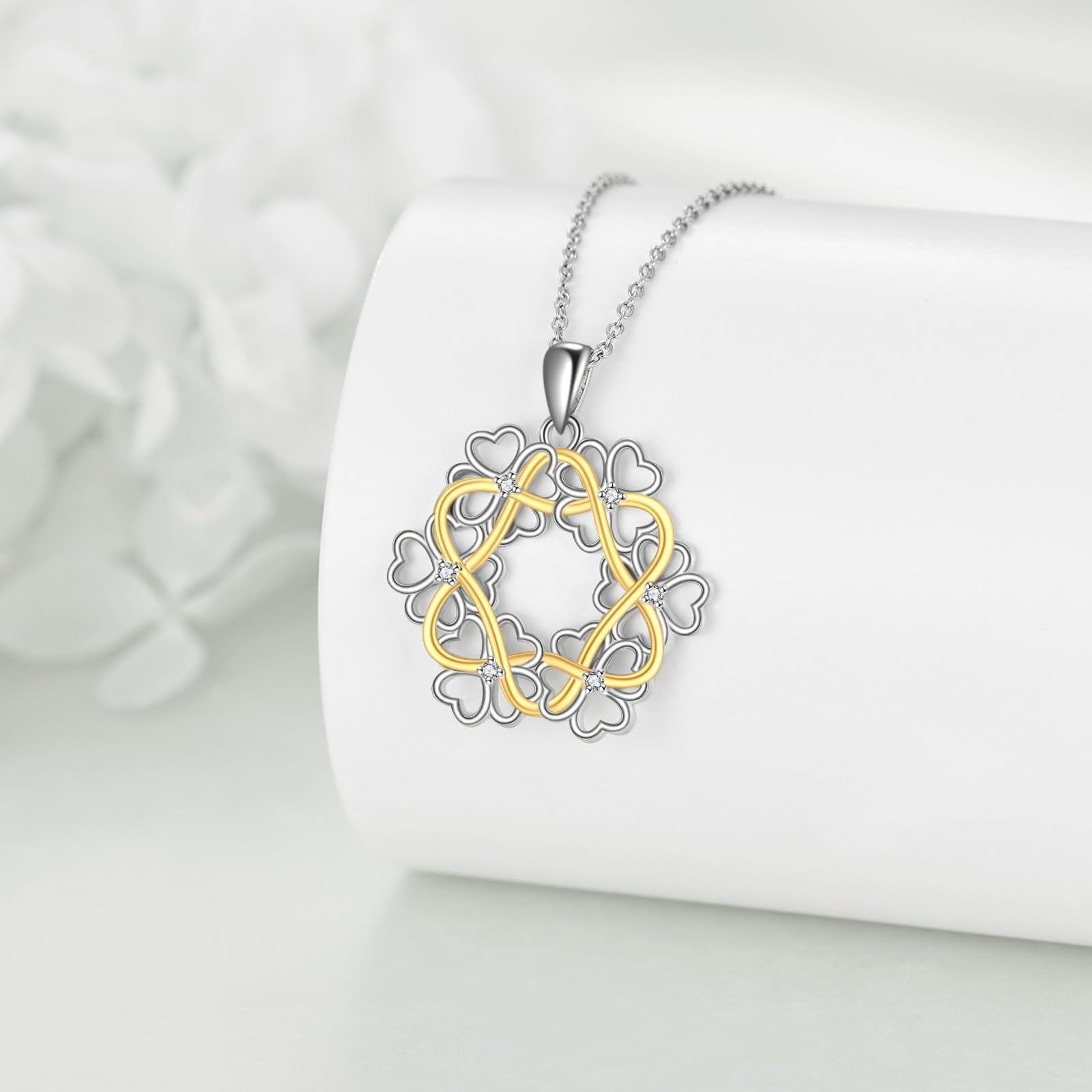 Sterling Silver Clover Necklace with Shamrock Pendant St Patrick s Day Gift for Women Girls-0-4