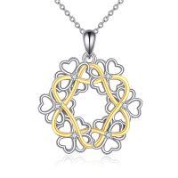 wholesale 925 Sterling Silver Infinity Heart Clover Necklace - Irish s for Women & Girls- Rhodium And Gold Plated