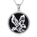 wholesale 925 Sterling Silver Round Black Onyx Eagle Pendant Necklace for Men & Women-0-0
