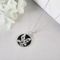 wholesale 925 Sterling Silver Round Black Onyx Eagle Pendant Necklace for Men & Women-0-3