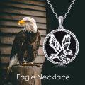 wholesale 925 Sterling Silver Round Black Onyx Eagle Pendant Necklace for Men & Women-0-5