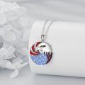 wholesale 925 Sterling Silver American Flag Bald Eagle Pendant Necklace-0-3