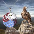 wholesale 925 Sterling Silver American Flag Bald Eagle Pendant Necklace-0-5