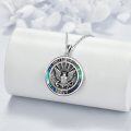 wholesale 925 Sterling Silver Round Abalone Shell U.S. Navy Pendant Necklace for Men Women-0-3