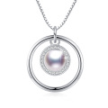 wholesale 925 Sterling Silver Metal Circle Pearl Pendant Necklace - Mothers Day Gifts-0-0