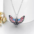 wholesale 925 Sterling Silver Bald Eagle with USA Flag Wings Pendant Necklaces for Men & Women - Patriotic s-0-3
