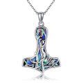 wholesale 925 Sterling Silver Hammer of Thor Necklace with Abalone Shell Inlay - Norse Mythology s for Women and Girls-0-0