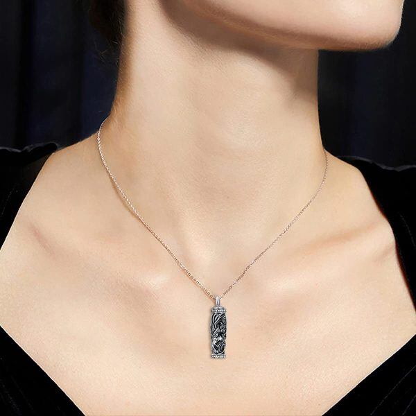 Sterling Silver Oxidized Eagle Urn Necklace for Ashes-2