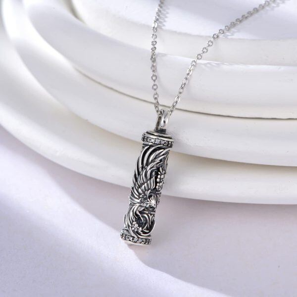 Sterling Silver Oxidized Eagle Urn Necklace for Ashes-4